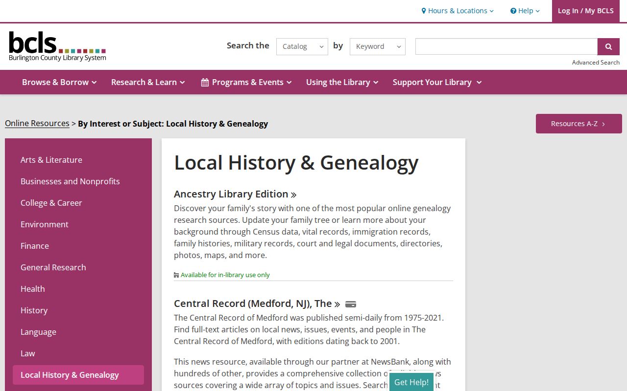 Medford city directory research at the BCLS genealogy resources page