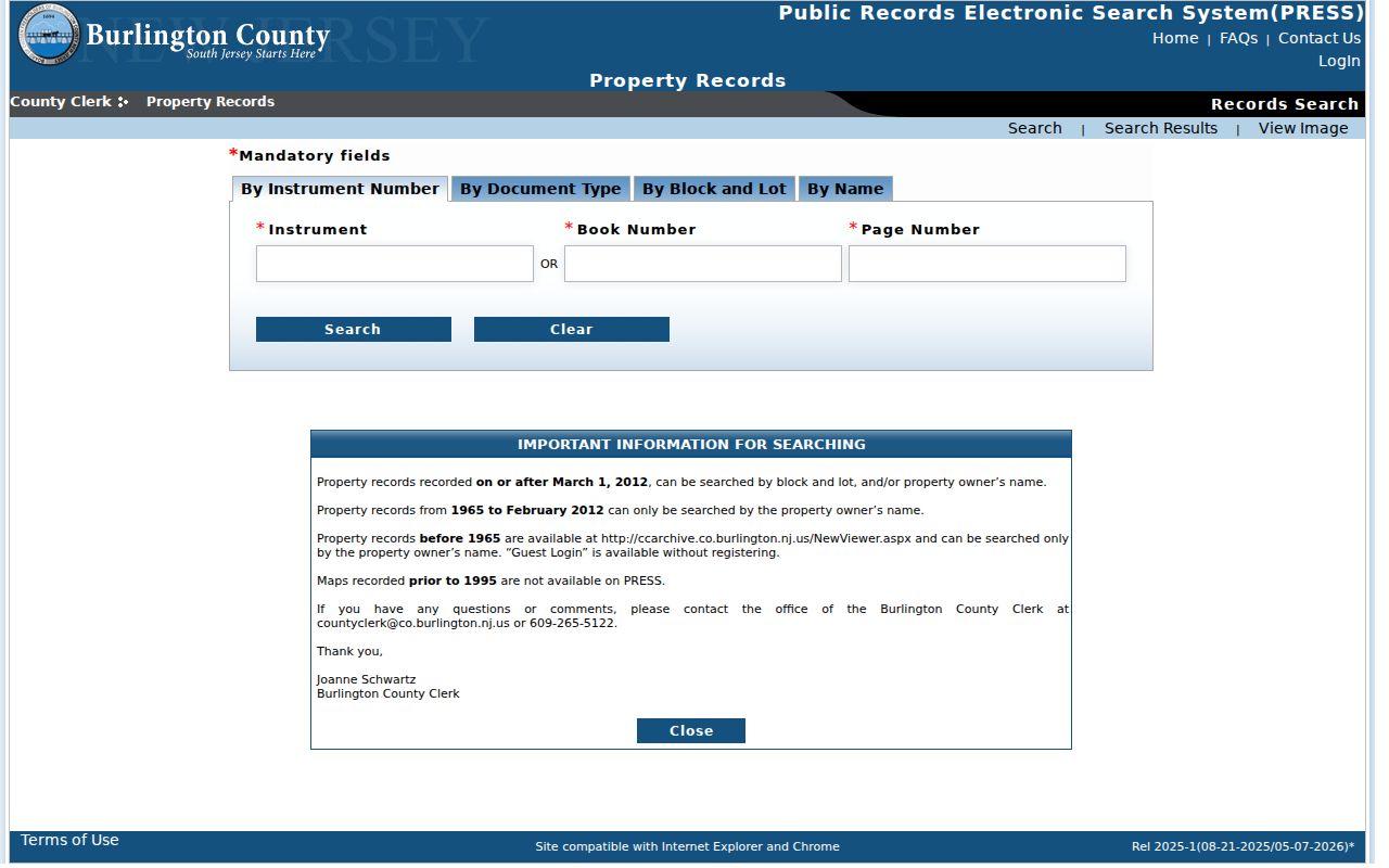 Medford residents directory Burlington County PRESS deed index search