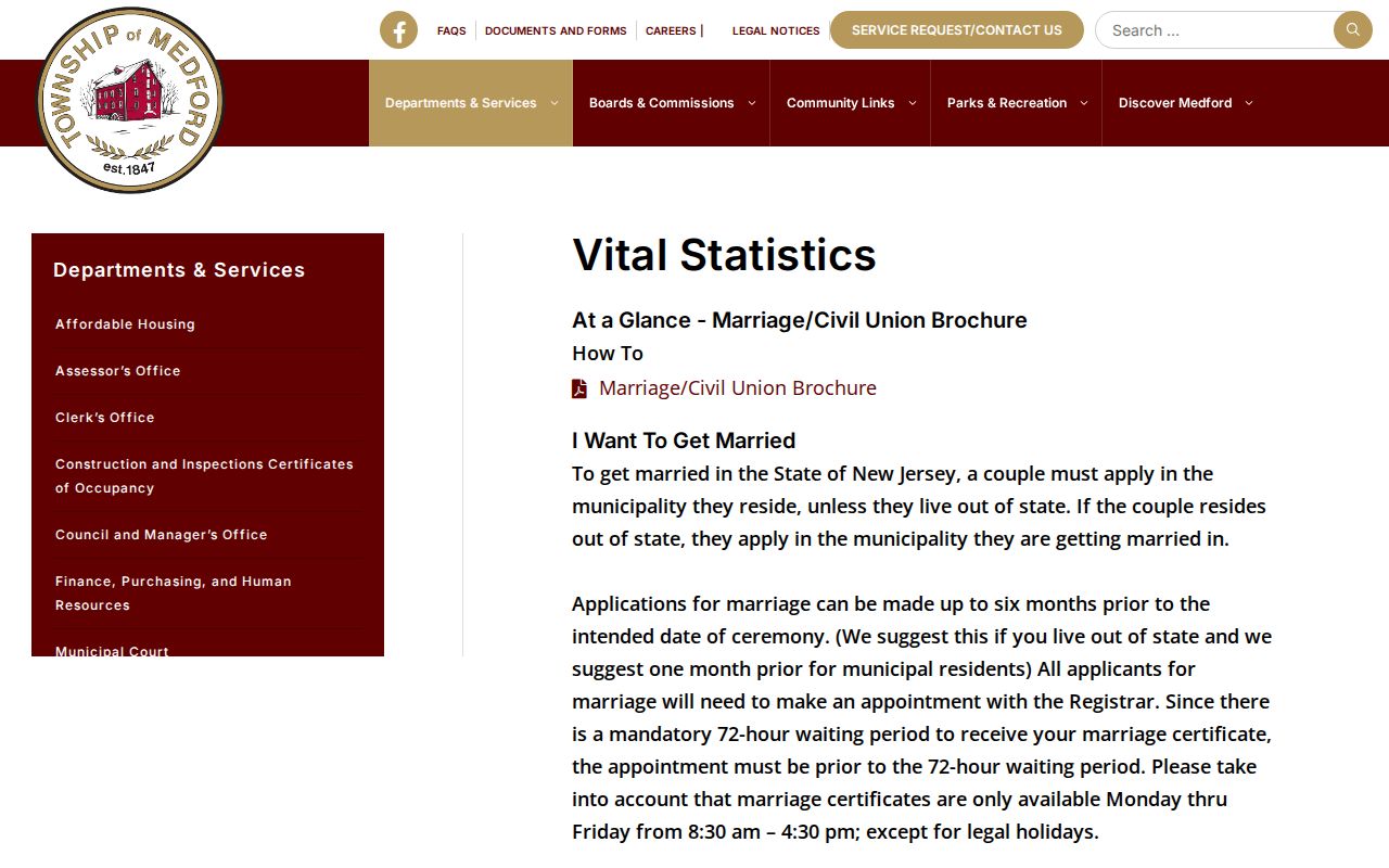 Medford residents directory vital statistics certified copy access
